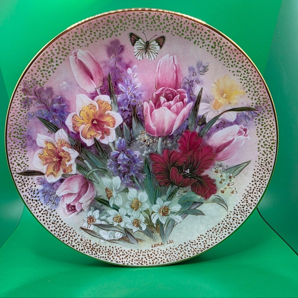 Floral Decorative Plate with Butterfly